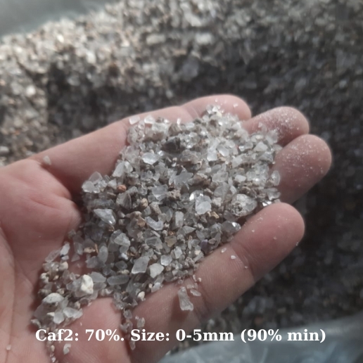 Bột huỳnh thạch Caf2 70%, size: 0-5mm