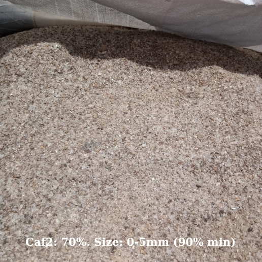 Bột huỳnh thạch Caf2 70%, size: 0-5mm